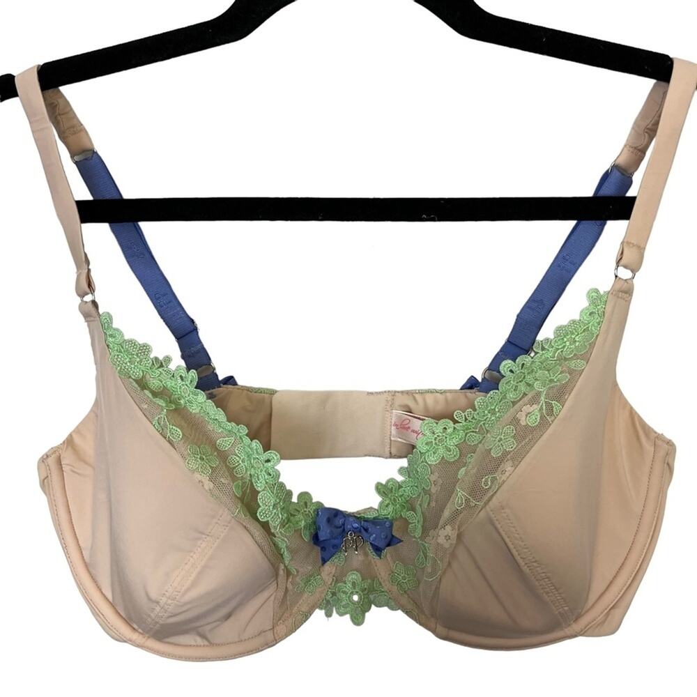 IN LOVE WITH PP PRETTY POLLY Nude Beige Underwire Lightly Lined Bra Lace sz 38C - Picture 3 of 16